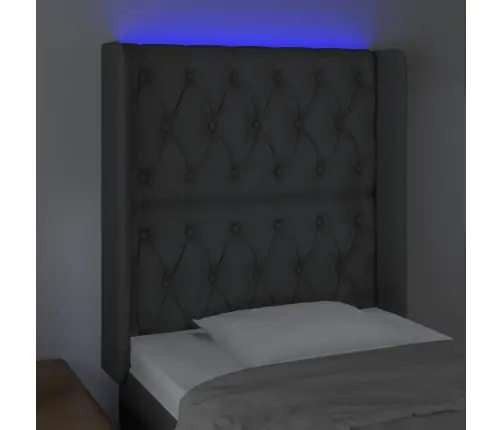 Gultas Galvgalis Ar Led, 83X16X118/128 Cm, Tumši Pelēks Audums Vidaxl