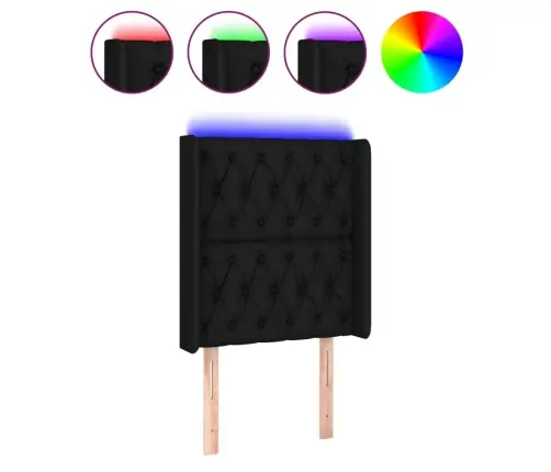 Galvūgalis Su Led, Juodos Spalvos, 83X16X118/128cm Audinys