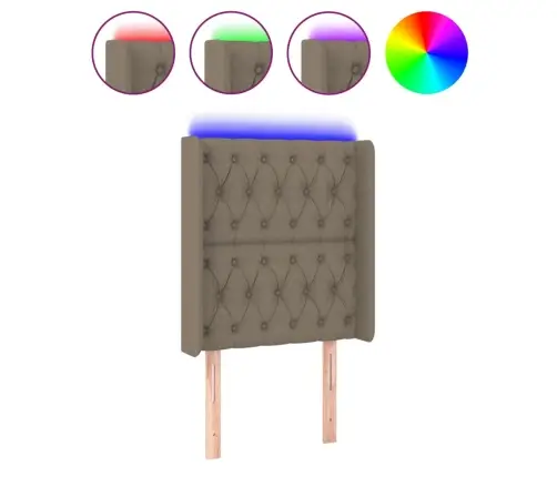 Gultas Galvgalis Ar Led, 83X16X118/128 Cm, Pelēkbrūns Audums Vidaxl