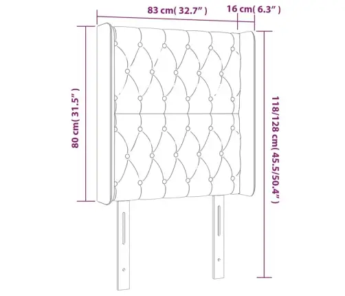 Gultas Galvgalis Ar Led, 83X16X118/128 Cm, Pelēkbrūns Audums Vidaxl