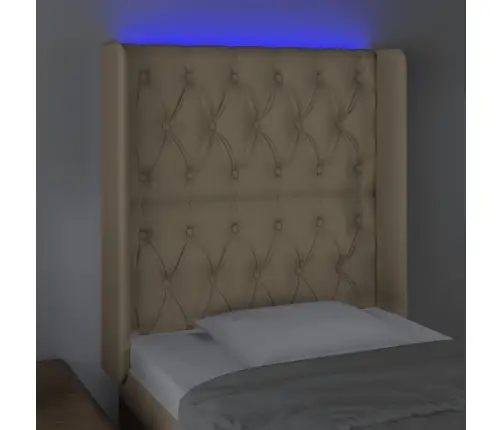 Gultas Galvgalis Ar Led, 83X16X118/128 Cm, Krēmkrāsas Audums Vidaxl Gultas Galvgalis Ar Led, 83X16X118/128 Cm, Krēmkrāsas Audums Vidaxl