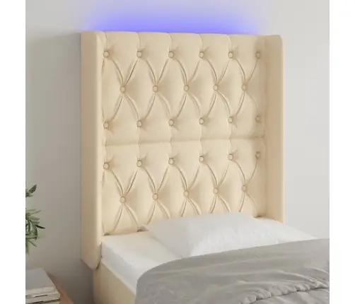 Gultas Galvgalis Ar Led, 83X16X118/128 Cm, Krēmkrāsas Audums Vidaxl Gultas Galvgalis Ar Led, 83X16X118/128 Cm, Krēmkrāsas Audums Vidaxl