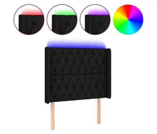 Gultas Galvgalis Ar Led, 93X16X118/128 Cm, Melns Audums Vidaxl