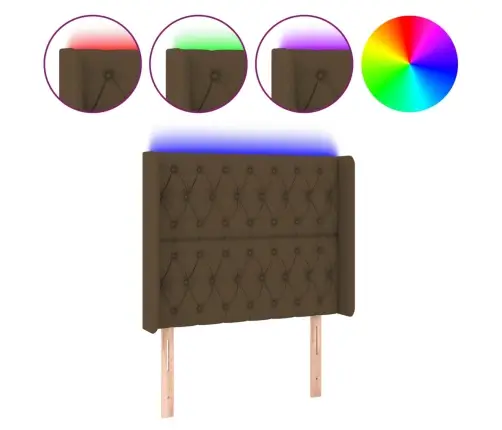Gultas Galvgalis Ar Led, 93X16X118/128 Cm, Tumši Brūns Audums Vidaxl