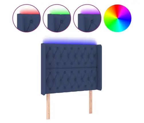 Gultas Galvgalis Ar Led, 93X16X118/128 Cm, Zils Audums Vidaxl Gultas Galvgalis Ar Led, 93X16X118/128 Cm, Zils Audums Vidaxl