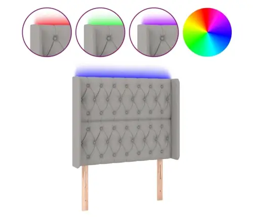 Gultas Galvgalis Ar Led, 103X16X118/128 Cm, Gaiši Pelēks Audums Vidaxl