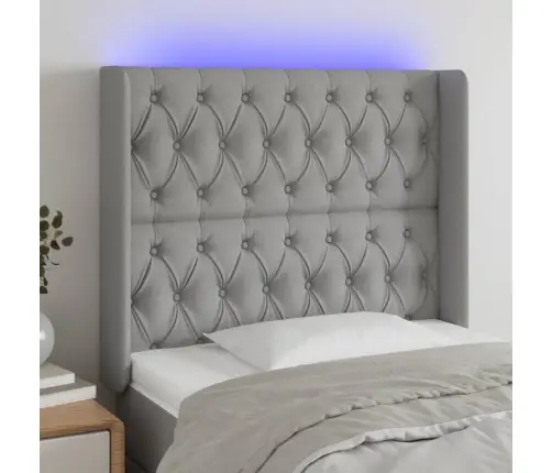 Gultas Galvgalis Ar Led, 103X16X118/128 Cm, Gaiši Pelēks Audums Vidaxl