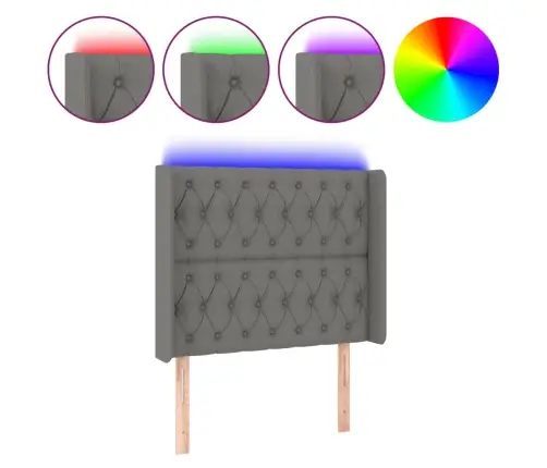 Gultas Galvgalis Ar Led, 103X16X118/128 Cm, Tumši Pelēks Audums Vidaxl