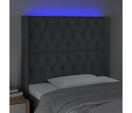 Gultas Galvgalis Ar Led, 103X16X118/128 Cm, Tumši Pelēks Audums Vidaxl