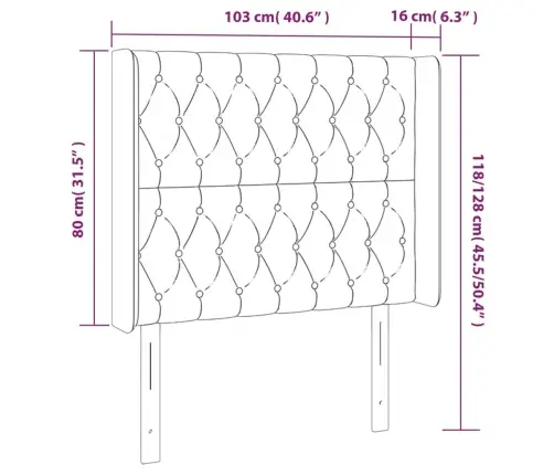 Gultas Galvgalis Ar Led, 103X16X118/128 Cm, Tumši Pelēks Audums Vidaxl