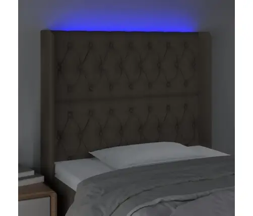 Gultas Galvgalis Ar Led, 103X16X118/128 Cm, Pelēkbrūns Audums Vidaxl