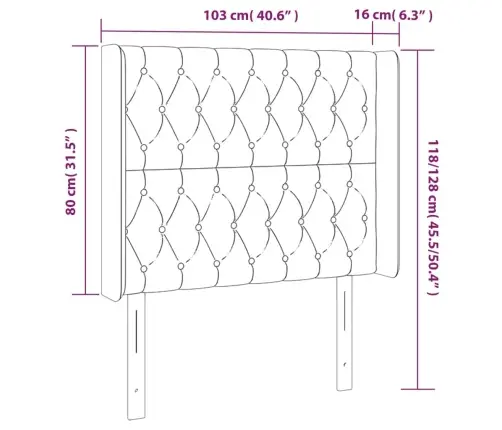Gultas Galvgalis Ar Led, 103X16X118/128 Cm, Pelēkbrūns Audums Vidaxl