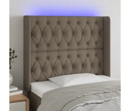 Gultas Galvgalis Ar Led, 103X16X118/128 Cm, Pelēkbrūns Audums Vidaxl