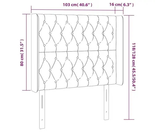 Led-Voodipeats, Kreemjas, 103X16X118/128 cm Kangas
