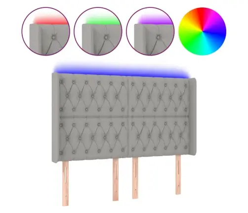 Galvūgalis Su Led, Šviesiai Pilkas, 147X16X118/128cm Audinys