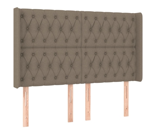 Gultas Galvgalis Ar Led, 147X16X118/128 Cm, Pelēkbrūns Audums Vidaxl