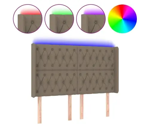 Gultas Galvgalis Ar Led, 163X16X118/128 Cm, Pelēkbrūns Audums Vidaxl