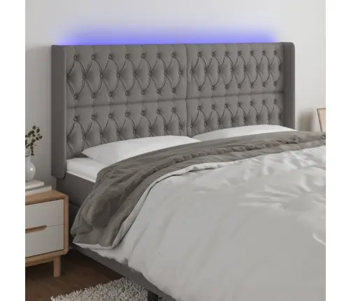 Gultas Galvgalis Ar Led, 183X16X118/128 Cm, Tumši Pelēks Audums Vidaxl