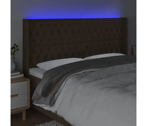 Gultas Galvgalis Ar Led, 183X16X118/128 Cm, Tumši Brūns Audums Vidaxl