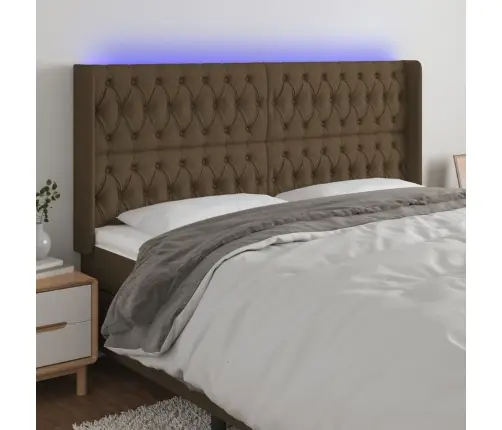 Gultas Galvgalis Ar Led, 183X16X118/128 Cm, Tumši Brūns Audums Vidaxl