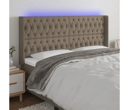 Galvūgalis Su Led, Taupe Spalvos, 183X16X118/128cm Audinys
