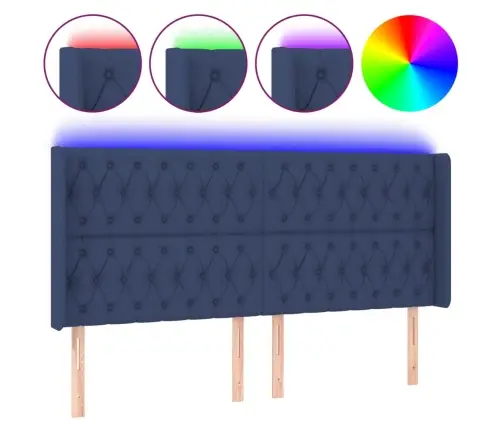 Led-Voodipeats, Sinine, 183X16X118/128 cm Kangas