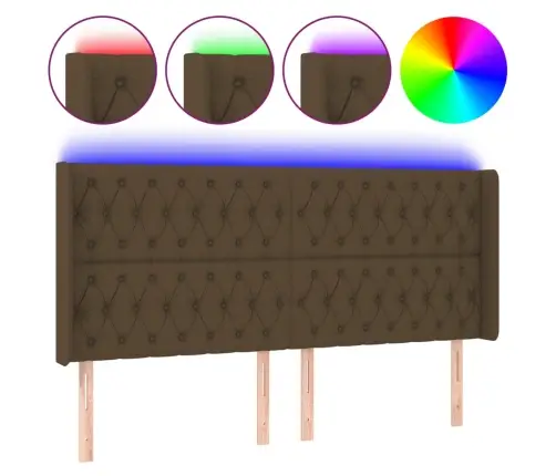 Gultas Galvgalis Ar Led, 203X16X118/128 Cm, Tumši Brūns Audums Vidaxl