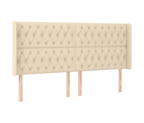 Gultas Galvgalis Ar Led, 203X16X118/128 Cm, Krēmkrāsas Audums Vidaxl