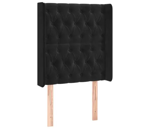Gultas Galvgalis Ar Led, 83X16X118/128 Cm, Melns Samts Vidaxl