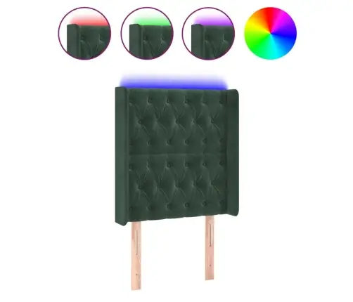 Gultas Galvgalis Ar Led, 83X16X118/128 Cm, Tumši Zaļš Samts Vidaxl