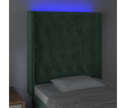 Gultas Galvgalis Ar Led, 83X16X118/128 Cm, Tumši Zaļš Samts Vidaxl