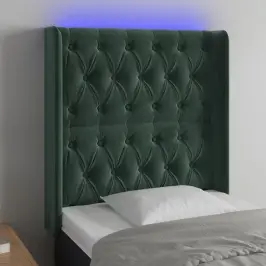 Gultas Galvgalis Ar Led, 83X16X118/128 Cm, Tumši Zaļš Samts Vidaxl