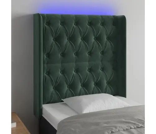 Gultas Galvgalis Ar Led, 83X16X118/128 Cm, Tumši Zaļš Samts Vidaxl