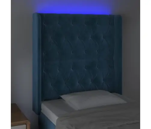 Galvūgalis Su Led, Tamsiai Mėlynas, 83X16X118/128cm Aksomas