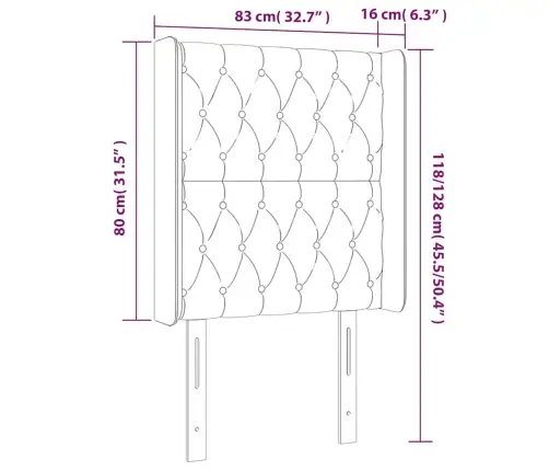 Gultas Galvgalis Ar Led, 83X16X118/128 Cm, Tumši Zils Samts Vidaxl