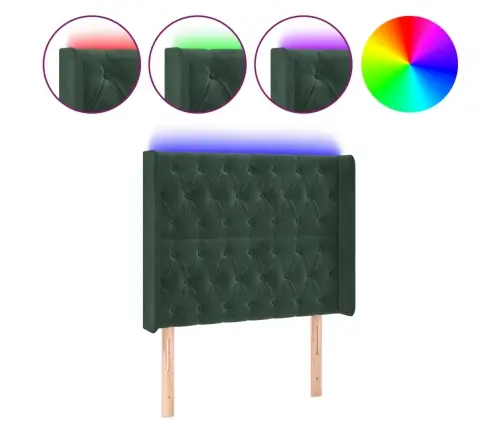 Gultas Galvgalis Ar Led, 93X16X118/128 Cm, Tumši Zaļš Samts  Vidaxl