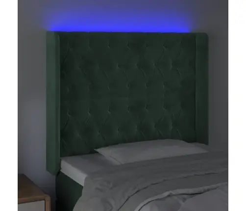Gultas Galvgalis Ar Led, 93X16X118/128 Cm, Tumši Zaļš Samts  Vidaxl