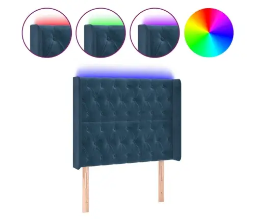 Gultas Galvgalis Ar Led, 93X16X118/128 Cm, Tumši Zils Samts Vidaxl