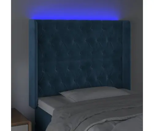 Gultas Galvgalis Ar Led, 93X16X118/128 Cm, Tumši Zils Samts Vidaxl