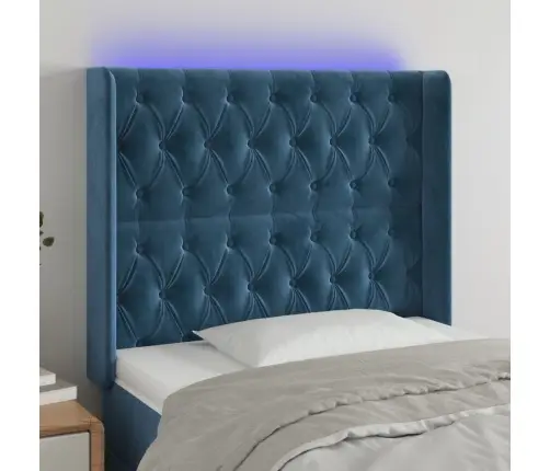 Gultas Galvgalis Ar Led, 93X16X118/128 Cm, Tumši Zils Samts Vidaxl