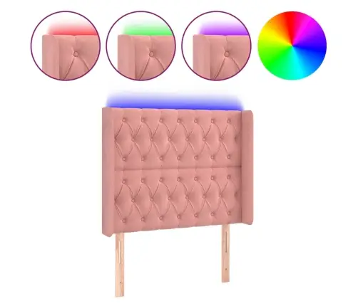 Gultas Galvgalis Ar Led, 93X16X118/128 Cm, Rozā Samts Vidaxl