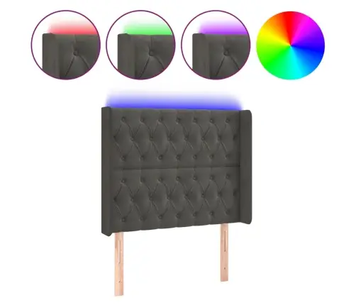 Gultas Galvgalis Ar Led, 103X16X118/128 Cm, Tumši Pelēks Samts Vidaxl