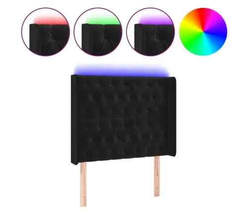 Led-Voodipeats, Must, 103X16X118/128 cm Samet Led-Voodipeats, Must, 103X16X118/128 cm Samet