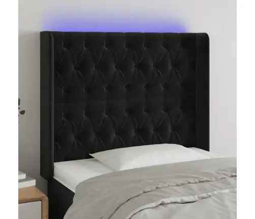 Led-Voodipeats, Must, 103X16X118/128 cm Samet Led-Voodipeats, Must, 103X16X118/128 cm Samet