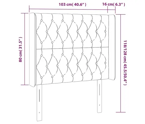 Gultas Galvgalis Ar Led, 103X16X118/128 Cm, Tumši Zaļš Samts Vidaxl