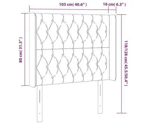 Gultas Galvgalis Ar Led, 103X16X118/128 Cm, Tumši Zils Samts Vidaxl