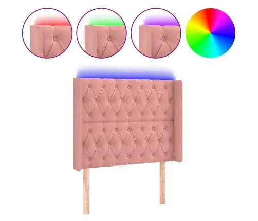 Gultas Galvgalis Ar Led, 103X16X118/128 Cm, Rozā Samts Vidaxl Gultas Galvgalis Ar Led, 103X16X118/128 Cm, Rozā Samts Vidaxl