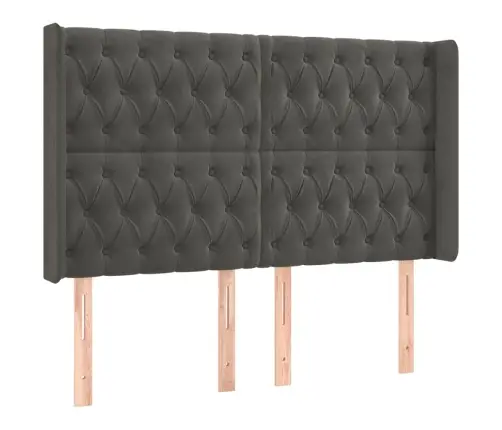 Gultas Galvgalis Ar Led, 147X16X118/128 Cm, Tumši Pelēks Samts Vidaxl
