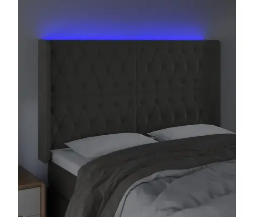 Gultas Galvgalis Ar Led, 147X16X118/128 Cm, Tumši Pelēks Samts Vidaxl