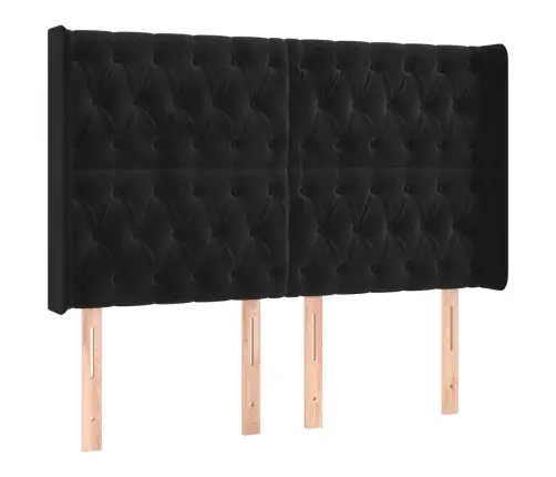 Gultas Galvgalis Ar Led, 147X16X118/128 Cm, Melns Samts Vidaxl